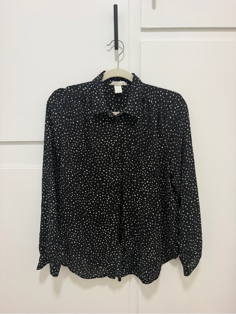 H&M Black Button-Down Polka Dot Shirt